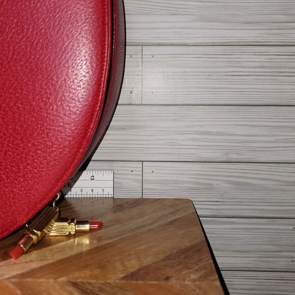 Lulu Guiness Top Handle Vanity Case Hatbox Red Leather Attache Rare 2007 Vintage - Picture 13 of 17